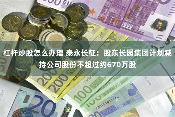 杠杆炒股怎么办理 泰永长征：股东长园集团计划减持公司股份不超过约670万股
