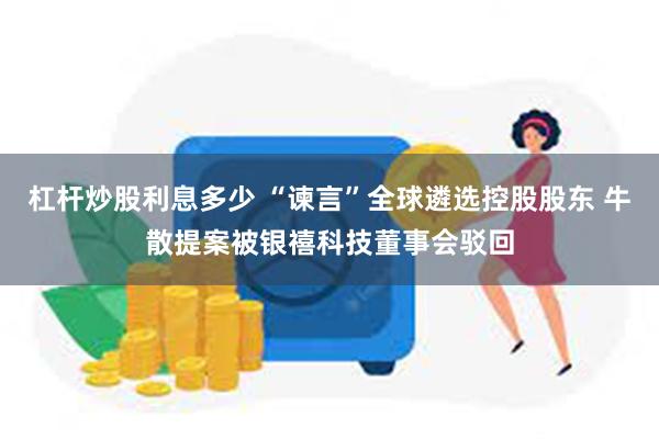 杠杆炒股利息多少 “谏言”全球遴选控股股东 牛散提案被银禧科技董事会驳回